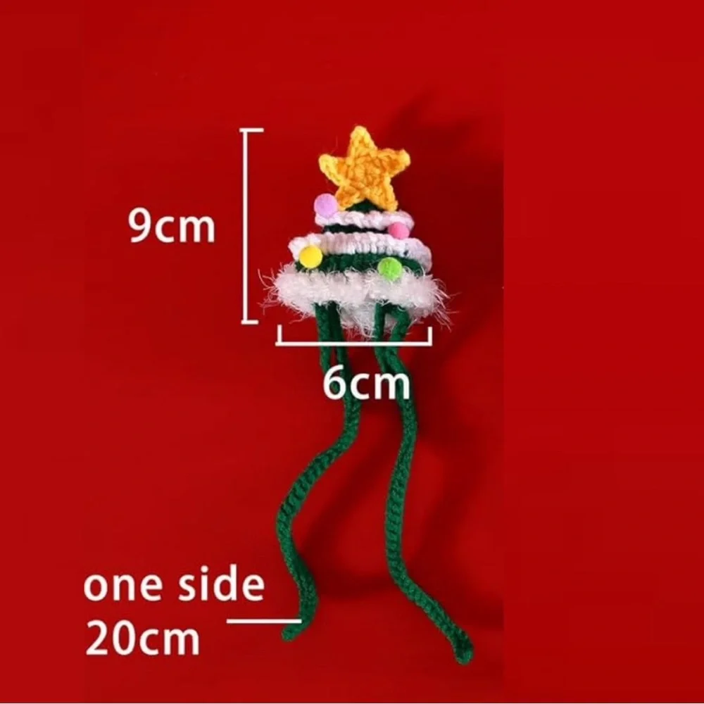 💞 New Festive Christmas Tree Cat & Dog Crocheted Costume Hat & Collar Set